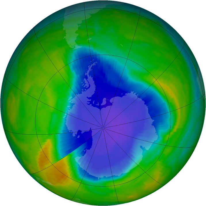 Antarctic ozone map for 25 October 1985